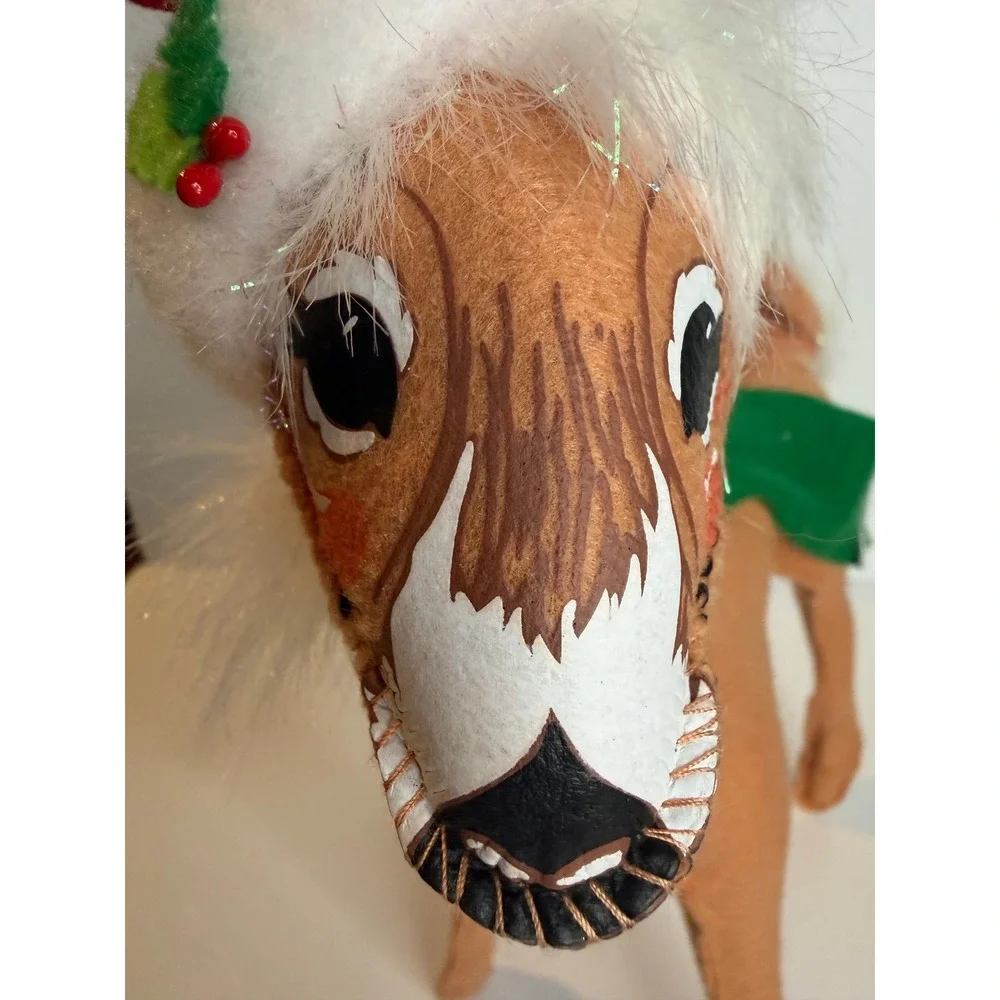 Annalee Alpine Reindeer Christmas Figure 2013 Santa Hat Holiday Decor